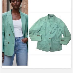 Lands’ End Fairycore Mint Green Cottagecore Denim Blazer Jacket